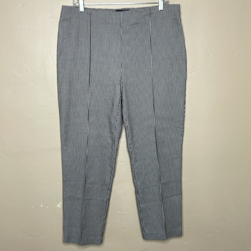 MASSIMO FABBRO Italy Pants Black & White Houndstooth Pull On Flat Front 12